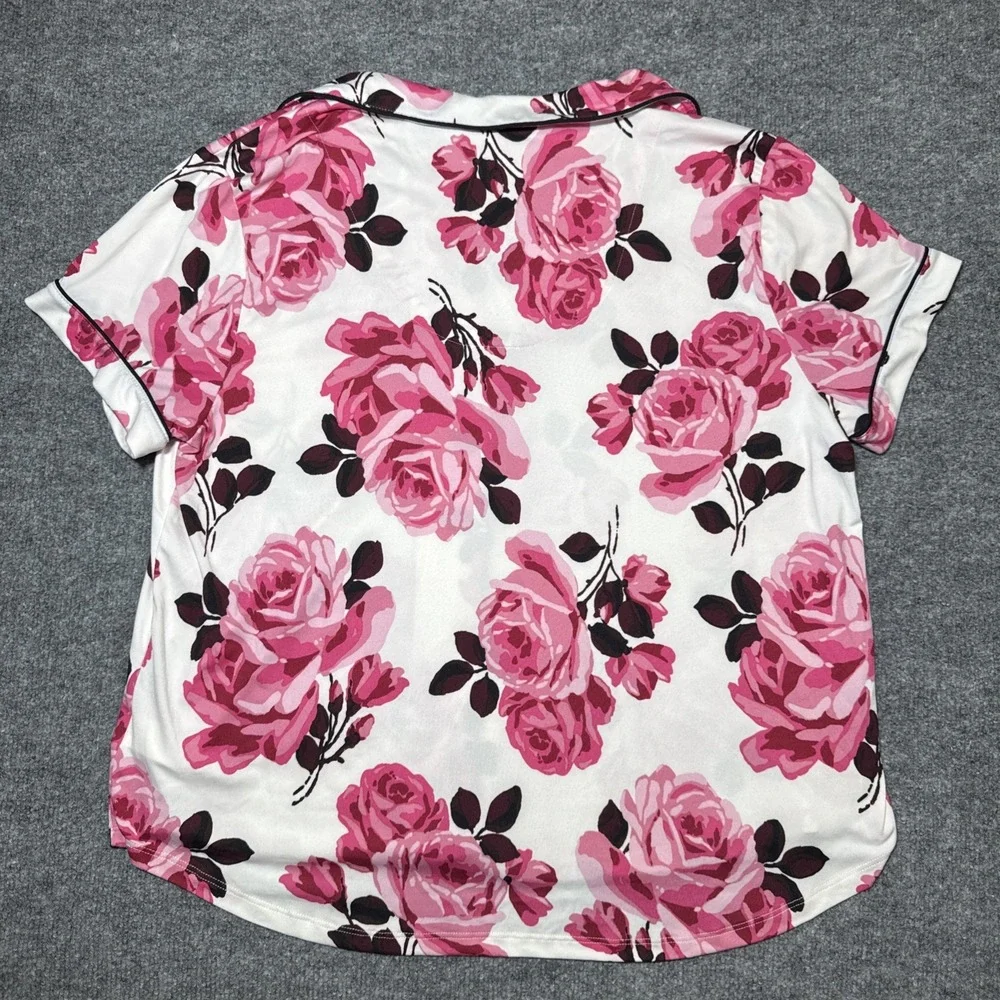 Kate Spade Tunic Shirt‎ Womens XL Sleepwear White Pink Floral Button Up Pajama